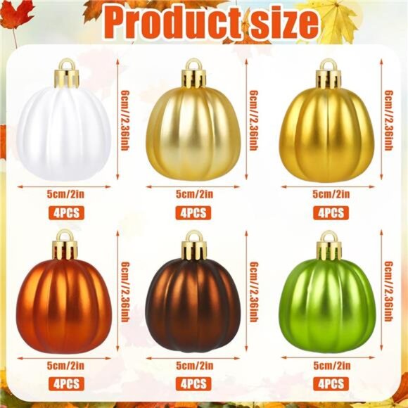 24 PCS‎ Fall Pumpkin Ornaments: Mini Hanging Decor for Halloween & Thanksgiving - Picture 2 of 8